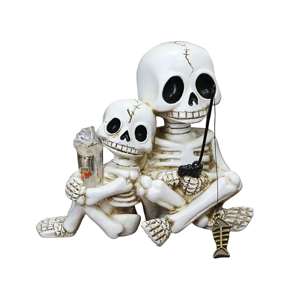 The Plant Parent - Halloween-Eltern-Kind-Schädel-Statue aus Kunstharz, Topfpflanze, Gartendekoration, kleines