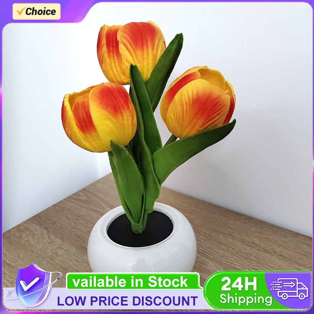 Plant Pot - 9x22cm Tischlampe mit Topfpflanze, batteriebetrieben, künstliche