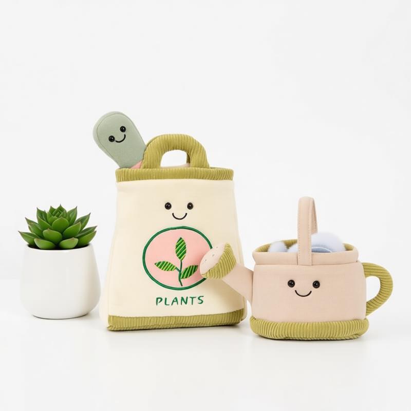 The Plant Parent - Garten-Plüschtier-Set: Schaufel, Gießkanne, Weiche Stoffpuppe, Interaktives