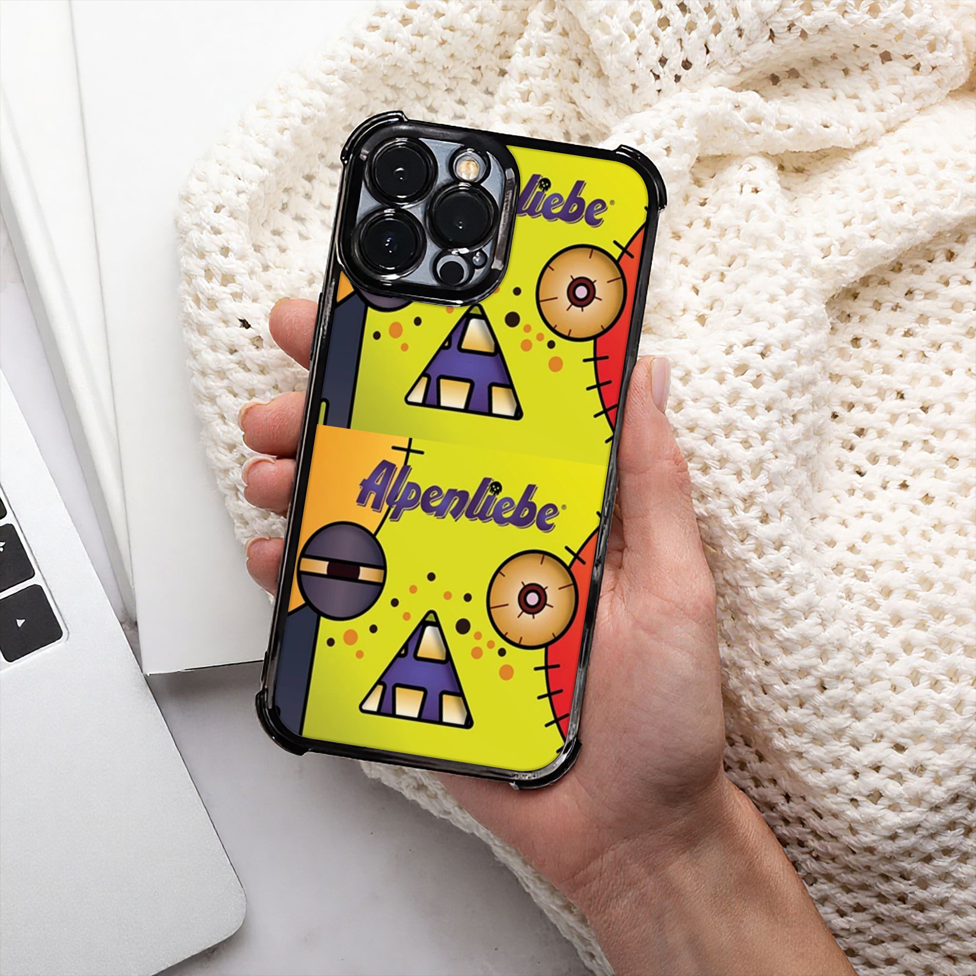 Monstera - Cartoon-Monster-Gesicht Patchwork Halloween Handyhülle A-Alpenliebee Galvanisiertes